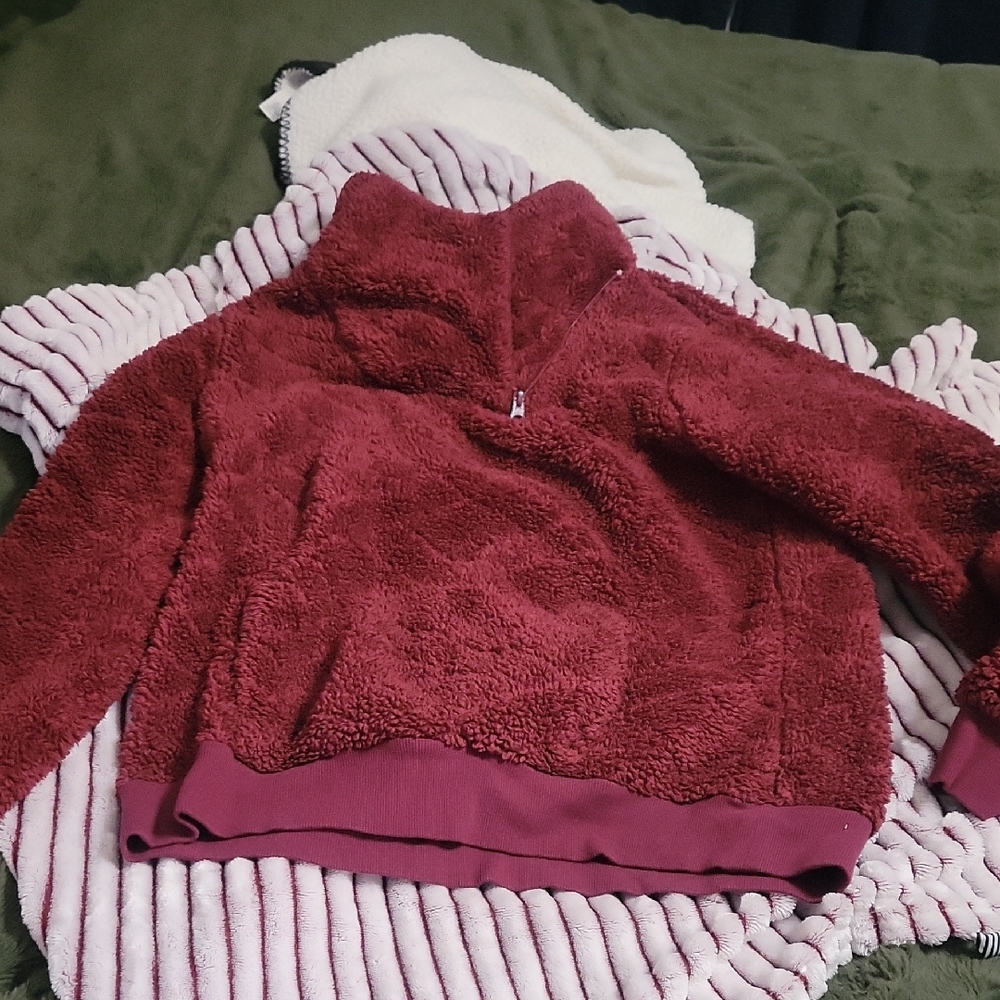 Plush Burgundy Half-Zip Pullover